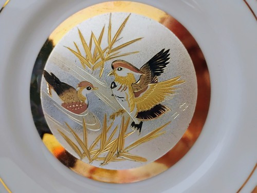 "Plato decorativo para pájaros The Art of Chokin plateado y dorado 6,5""" - Imagen 3 de 5