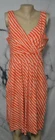 LANDS' END Orange White Patterned Stretch Cotton Blend Sleeveless Dress Medium