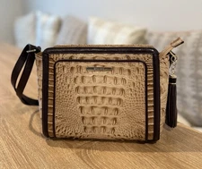 Brahmin Carrie Crossbody Shoulder Bag Pecan Brown Tassel Gold Hardware