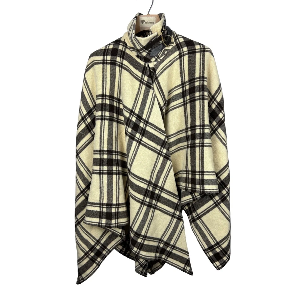 Ralph Lauren Coll Púrpura Etiqueta Angora Cachemira Lana A Cuadros Capa Poncho Mantón OS Foto 2 de 4