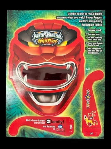 Vintage 2002 Power Rangers Force Red Ranger Hidden Messages Glasses Mask Rare