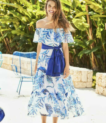 lilly pulitzer sona midi dress Lilly Pulitzer Sona Off-The-Shoulder Midi Dress Size XS~NWT $278