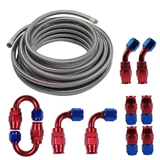 AN4/6/8/10/12 Stainless Steel PTFE Fuel Line 10/16/20/30FT Fittings Hose Kit E85