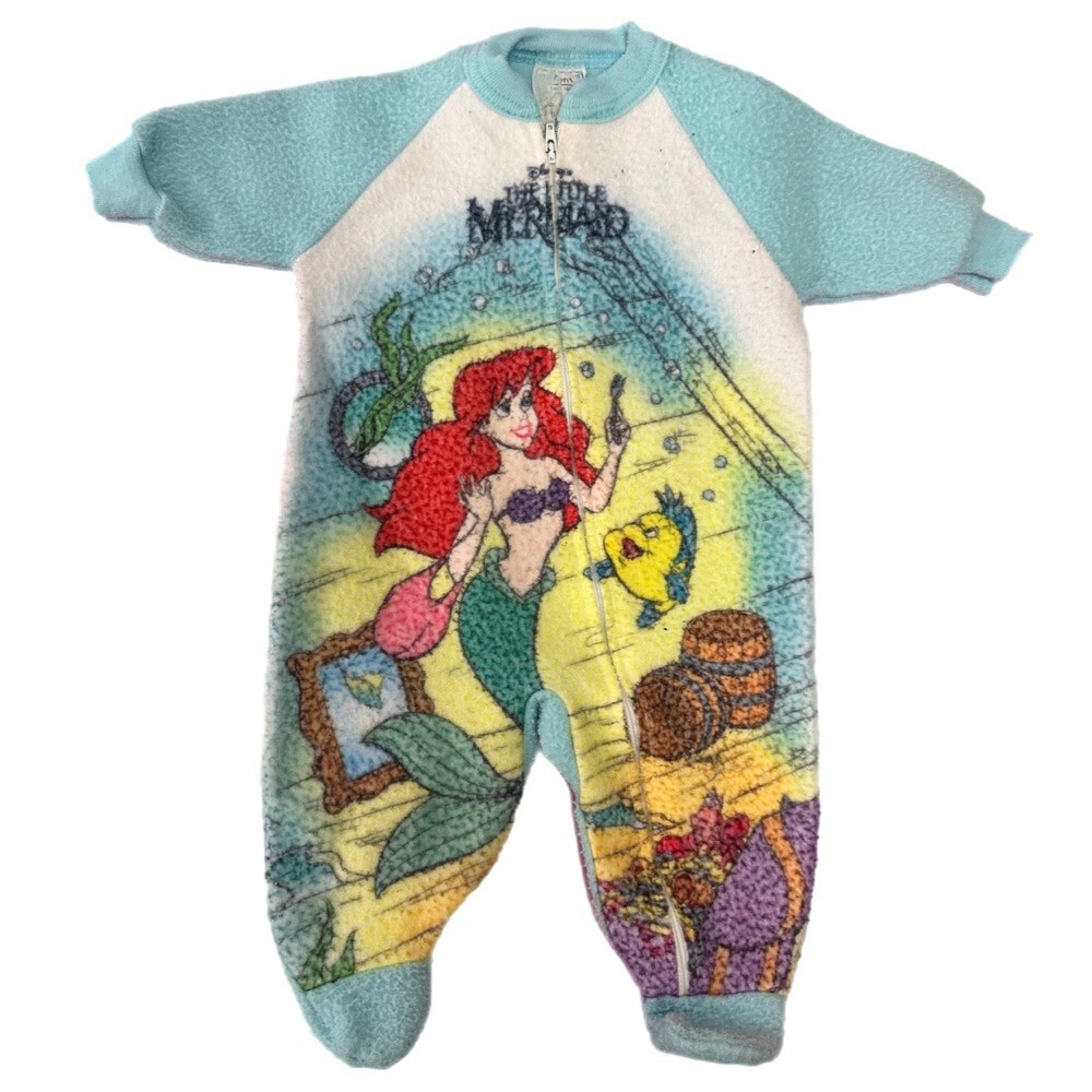 Dr Denton Disney Little Mermaid fleece sleeper jumpsuit 0-6 Months - Main Image