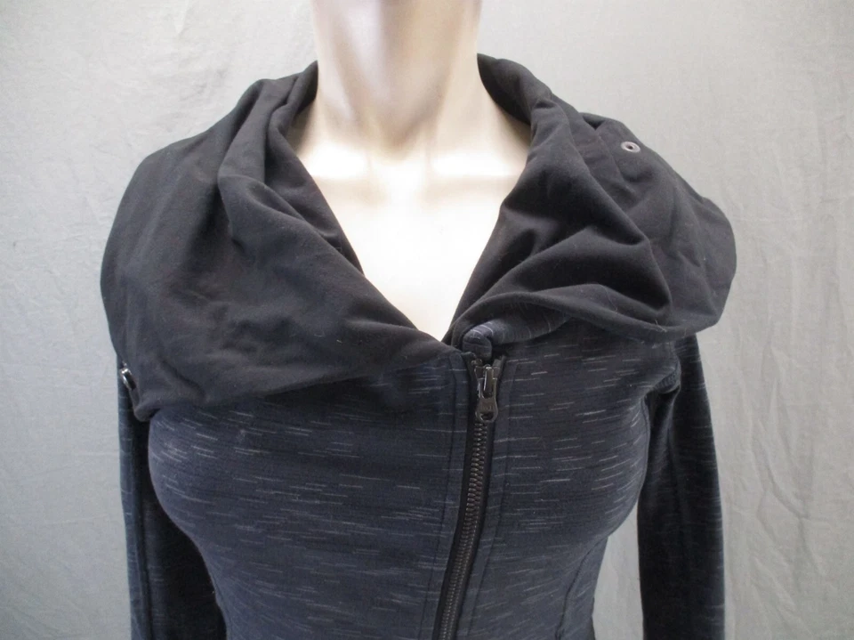 LUCY Talla XS Mujer Negro Cuello Ancho Cremallera Completa Ajustada Elegante Chaqueta Atlética 061 Foto 2 de 4