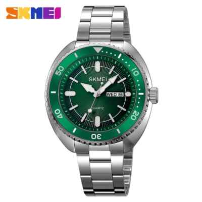 Herren Edelstahl Quarzuhr Tag Datum Multifunktion Armbanduhr Wasserdicht