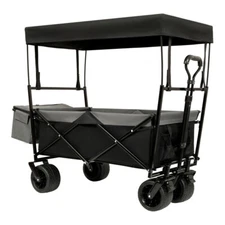 480Lbs Collapsible Wagon with Canopy, Wagon Stroller, Lightweight Foldable Wagon