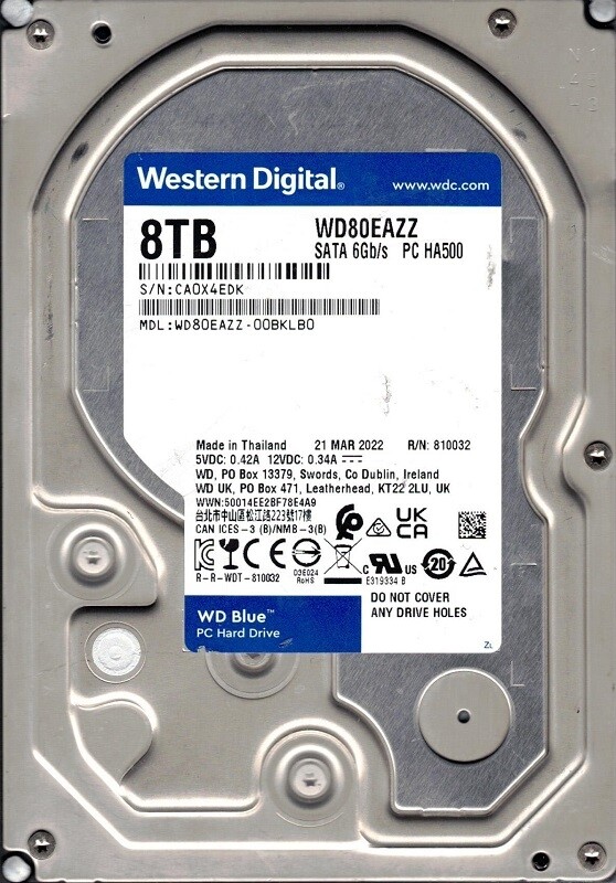 Western Digital WD80EAZZ 8TB HDD ⑤ WD80EAZZ-00BKLB0 Thailand MAR 2022 Western Digital 8TB | eBay