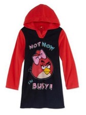 Girls Red Fleece Angry Birds Nighgown I'm Busy Nightshirt