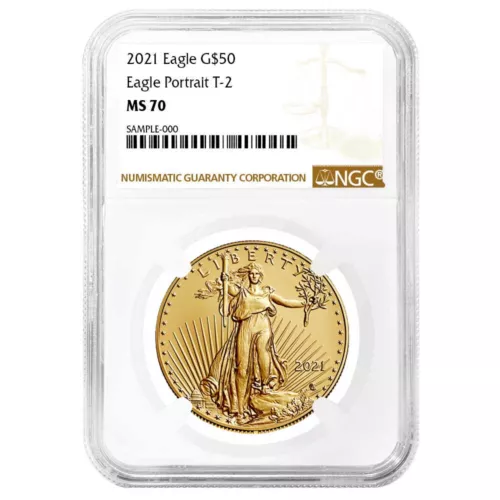 2021 $50 1-oz T-2 American Gold Eagle NGC MS70 Brown Label