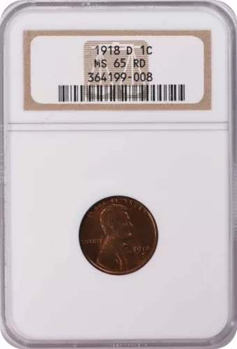1918-D Lincoln Cent MS65RD NGC