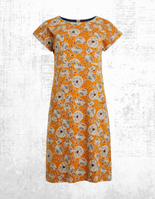 Ex Weird Fish Damen Tallahassee Bio Baumwolle Jersey Kleid in Caramel Mix