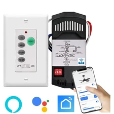 Used Smart Wi-Fi Ceiling Fan Wall Remote Control for Breeze Hampton Alexa Google