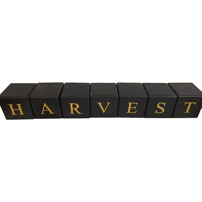 Harvest Spellout Wood Blocks  Holiday /Fall Thanksgiving Table Shelf Decor NAVY 
