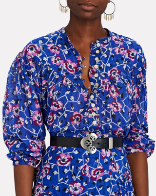 Isabel Marant Etoile Salika Puff Sleeve Floral Print Shirt sz 34