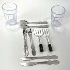 Vtg Doll Silverware Flatware Doll Accessories Cutlery Set Service For 2 10 Piece