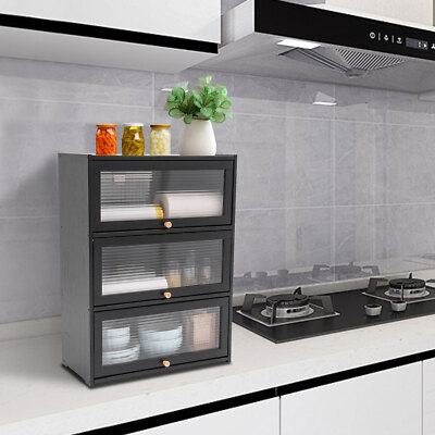 Stylish Black Storage Cabinet   Space-Saving Solution for Home Organization