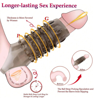 2PCS Penis Ring Cock-Ring Set Sex Toys Men Sleeves Enlarger Last Longer  Black US | eBay