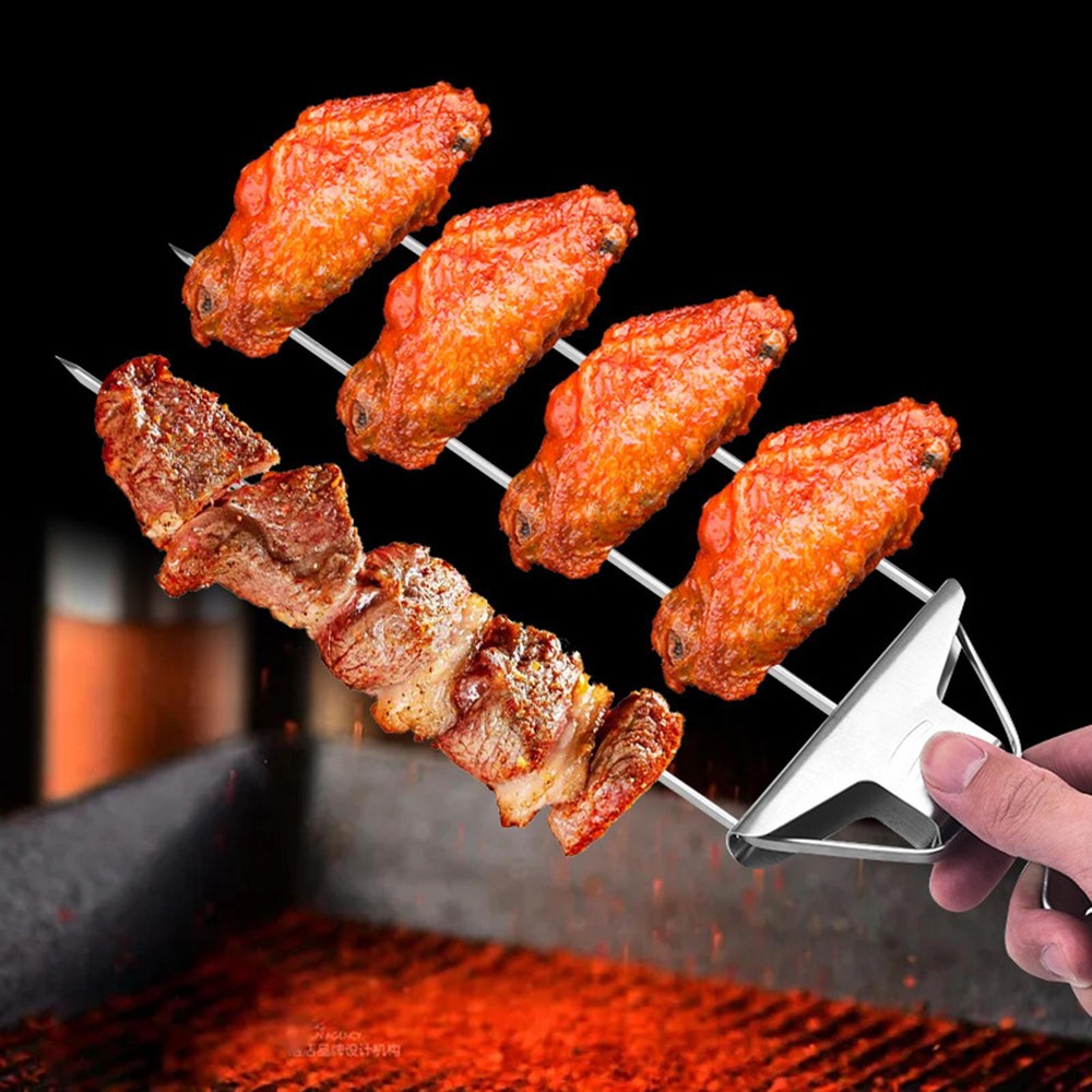 1/2PCS Grilling Savant 3 Way Skewers Set Metal Skewers Brush For Grilling