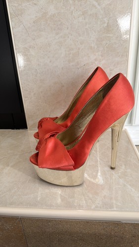 Steve Madden orangefarbene zehenfreie Damen-Heels 8,5 - Bild 4 von 5