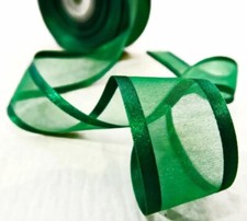 1 " Green Satin Edge Organza Ribbon 25 yards 75 ft. 1 inch 