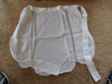 Vintage Handmade White cotton 1/2 apron with tatted lace trim