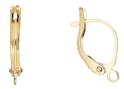 100 Gold Plated Brass 17mm Leverback Hinge Earwire Earrings with Open Loop