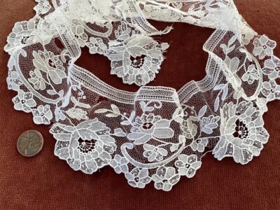 Antique Vtg Lace- HM ANTIQUE BELGIAN BRUSSELS POINT DE GAZE LACE