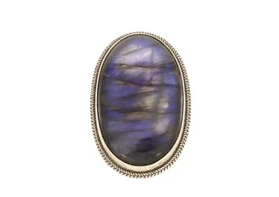 Ring großer Labradorit türkis schimmernd filigrane Fassung Silber Größe 57 - 8 - Bild 1 von 4