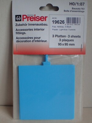 Preiser Innenausbau Putz hellblau 3St 95x95mm 19626 H0 1:87 OVP