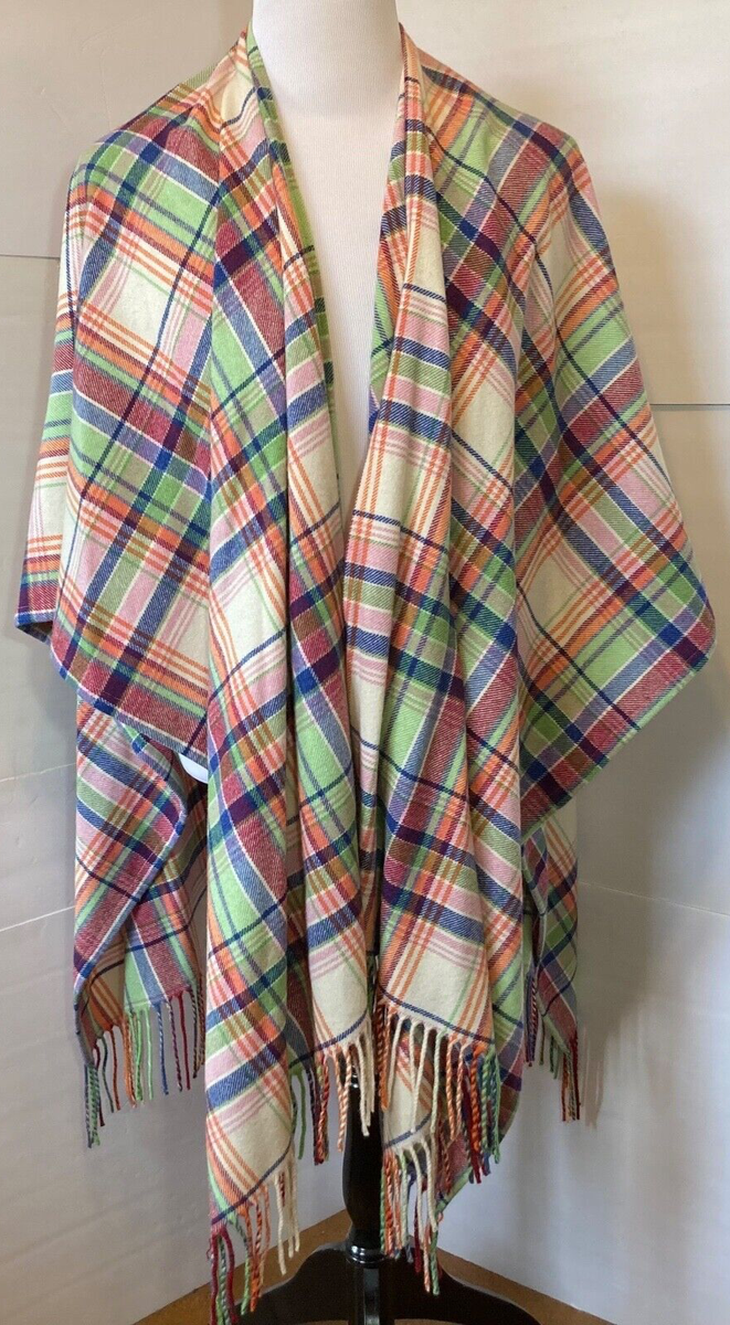 Lauren Ralph Lauren Wool Blend Poncho Plaid Multi Women's