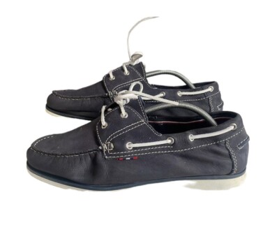 Pavers Apex Men's Boat Deck Shoes Blue Leather Lace Up Loafers UK