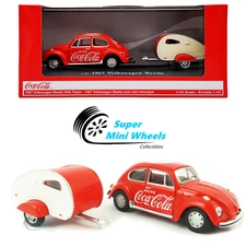 Motor City Classics 1:43 Coca-Cola 1967 VW Beetle with Teardrop Trailer