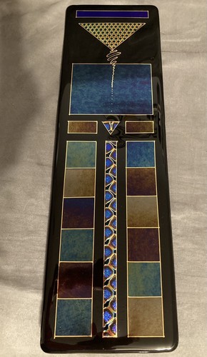 Barrett Glass Studio Fused Dichroic Art Glass Wall Hanging 19" x 6" Signed - Picture 7 of 11