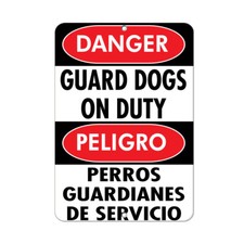 Aluminum Vertical Metal Sign Multiple Sizes Danger Guard Dogs on Duty Pet Animal