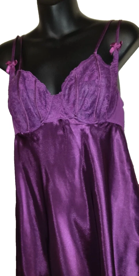 Vestido sin Mangas Babydoll Vintage Y2K M Morgan Taylor Púrpura Camisón Boysenberry Nuevo con Etiquetas Foto 3 de 4