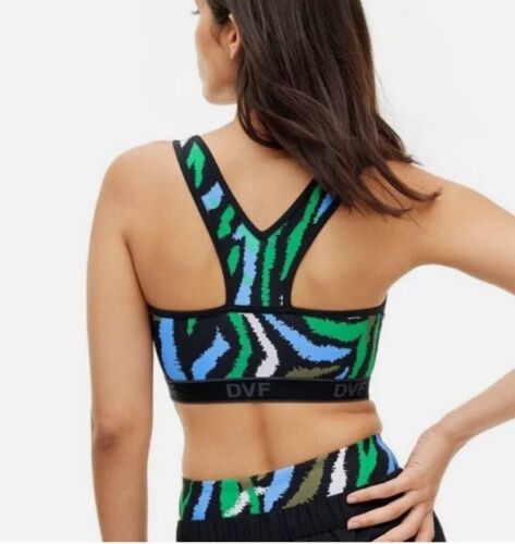 NWT DVF X Target Diane Von Furstenberg Sports Bra Green Disco Zebra Size XXS - Picture 3 of 5