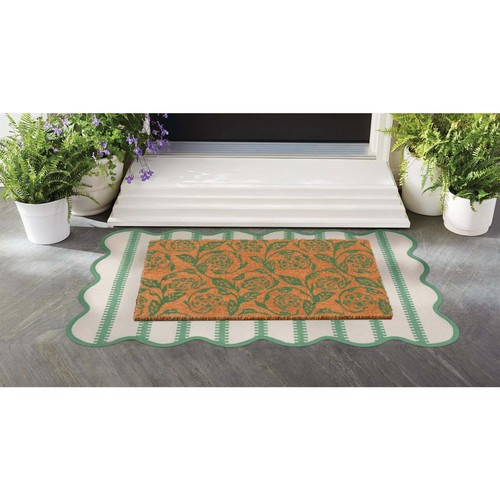 Mainstays Polyester Scallop Layering Rug, Green Stripe, 24" x 36" - Picture 7 of 8