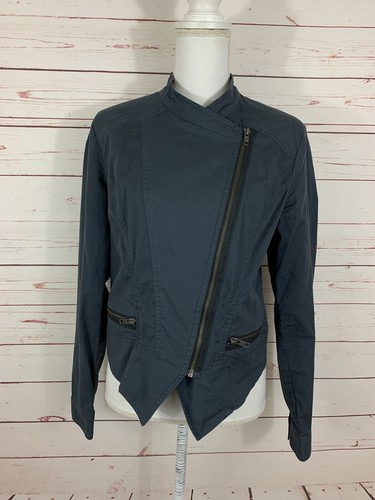 Cabi Twilight Asymmetrical Moto Jacket Womens Size Medium Zipper Gray Blue 3023 - Picture 7 of 9