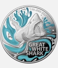 2022 Australia Great White Shark - Silver Proof 5$ Coin Mintage Only1000. Hurry