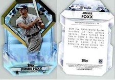 Jimmie Foxx 2022 Topps Update Diamond Greats Die Cut DGDC-68 Athletics HOF