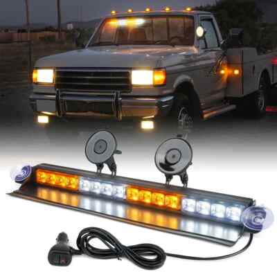 Windshield LED Traffic Advisor Emergency Strobe Warning Hazard Light Amber/White