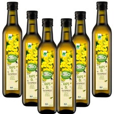 6x 500ml DM Bio Huile de Colza, Pressée Froid sans Gluten Lactose, Aromatisantes