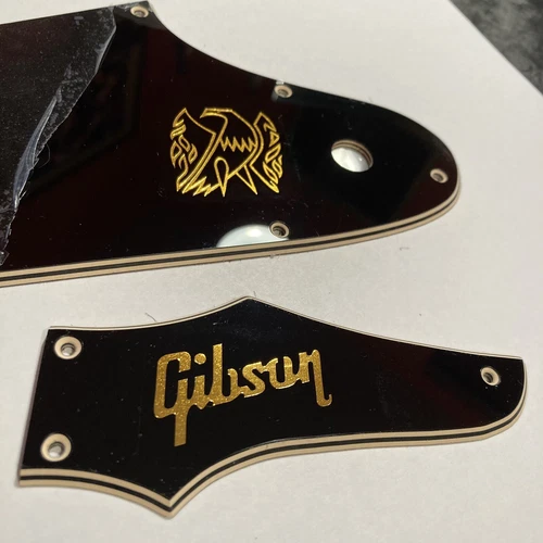 5 Ply Black Cream Pickguard/Truss Set for Epiphone Firebird + Gold Gibson Decals