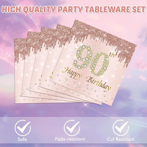 40PCS 90Th Birthday Decorations for Women Rose Gold 90Th Theme Birthday Party - Picture 3 of 11