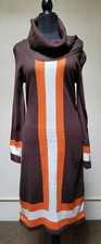 Women's Small Chocolate/Orange/Ivory Longsleeve Knit Sweater Dress By Appaisal