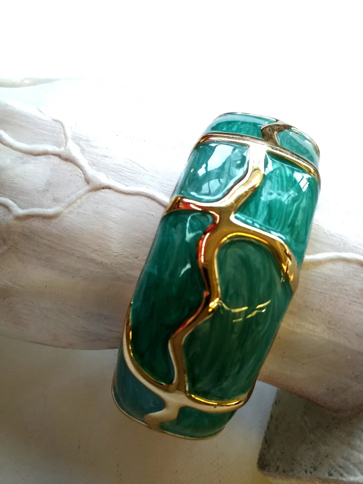 Pulsera Rígida Brazalete Joyería Mujer Metal Piel Dragón Ojo Marca de Lujo Joyería Foto 2 de 4