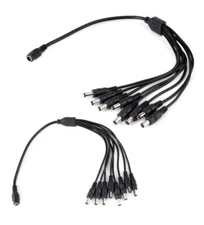 2-Pack DC 1 Female to 8 Male Output Power Splitter Cable Y Adapter for CCTV Cam.