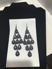 Fashion Earrings Chandeliers with Grey Faceted Gem Stones 4.5” Length