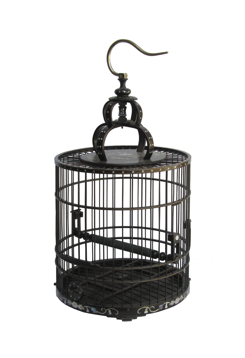 Chinese Tan Rosewood Mother of Pearl Inlay Round Collectable Birdcage cs754S Chinese Tan Rosewood Mother of Pearl Inlay Round Collectable Birdcage cs754S